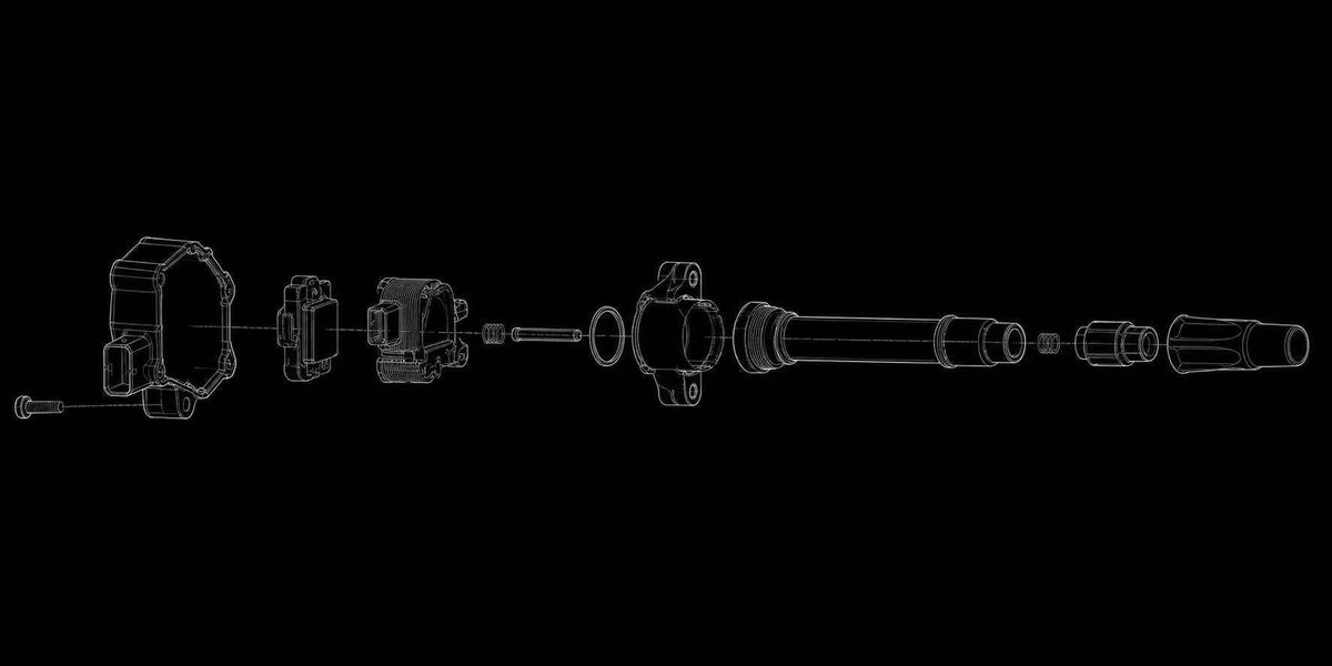 Cutaway illustration of Mantis high-output ignition coil technology